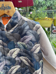 Boys Cream Kurta Set With Blue Feather Pattern Jacket – Cotton-Lined Stylish Festive Wear (Age 5–7 Years)