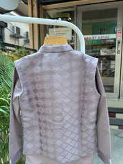 Boys Premium Beige Embroidered Jacket Kurta Set With Cotton Lining – Royal Occasion Wear (Age 5–7 Years)