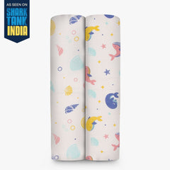 Whale Star Muslin Cotton Swaddles(Pack of 2)