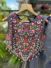 Midnight Magic Embroidered High-Neck Crop Top with  Gharara Pants – Designer Ethnic Wear for Girls | Ages 2 to 18