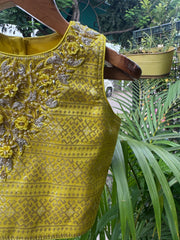 Floroascant Yellow Silk Embroidered Lehenga Choli Set for Girls (Age 1 – 6 Years) | Festive & Party Wear – WHIZZO Kids