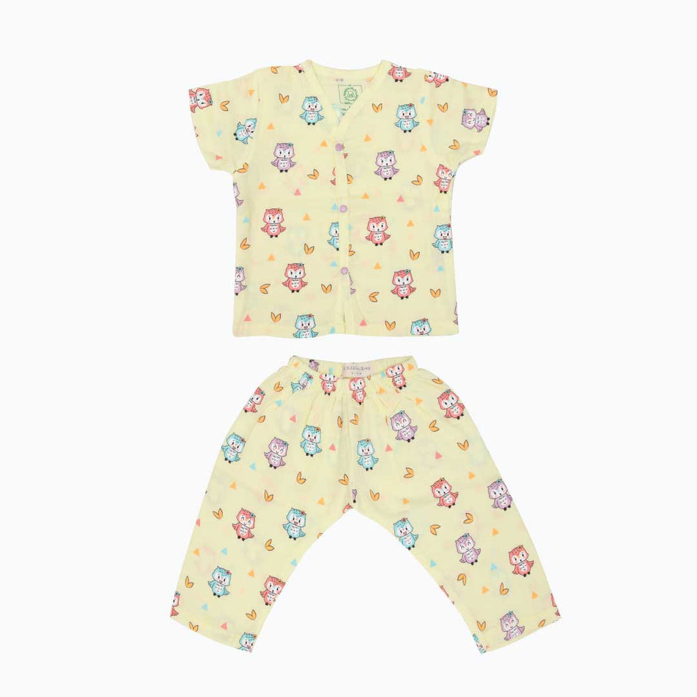 Happy Owl Muslin Sleep Suit for babies and kids (Unisex)