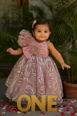 Blush Rose Gold Birthday Frock – 1st Birthday Glam Look