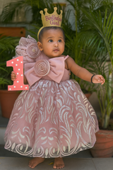 Blush Rose Gold Birthday Frock – 1st Birthday Glam Look