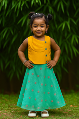 Mustard & Aqua Green Lehenga Choli Set – Baby Girls (6Month – 5 Years)