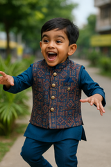 Royal Blue Festive Jacket Set