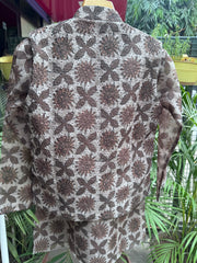 Whizzo Kids Sky-Blue Mughal Motif Jacket Kurta Set for Boys (Cotton Lining, Ages 5–7 Years)