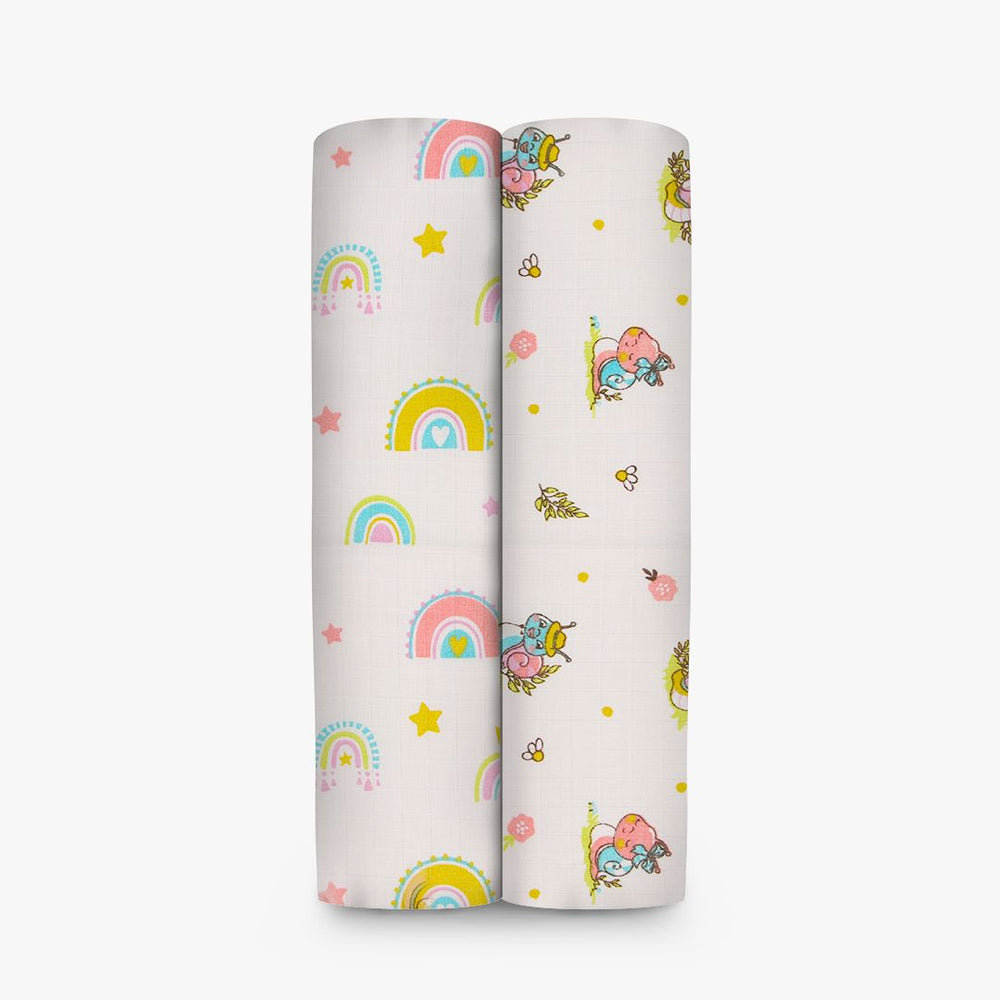 Baby Snail Mail Muslin Cotton Swaddles(Pack of 2)