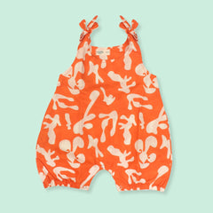 Citrus Splash - Mulmul Cotton Knot Type Romper