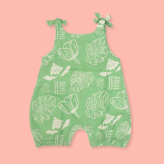 Breezy Leaf - Mulmul Cotton Knot Type Romper