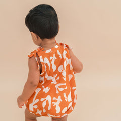 Citrus Splash - Mulmul Cotton Knot Type Romper