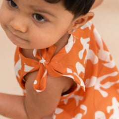 Citrus Splash - Mulmul Cotton Knot Type Romper