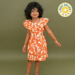 Citrus Splash - Mulmul Cotton Frill Frock