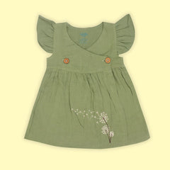 Turf Green - Muslin Dandelions Frill Frock
