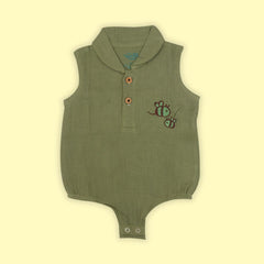 Turf Green - Muslin Bee Romper for Babies
