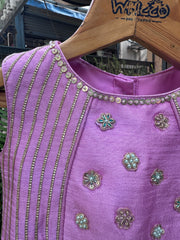 Lavender Zari Embroidered Pleated Lehenga With Designer Crop Top – Festive Ethnic Set for Girls (Age 1–6 Years)