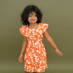 Citrus Splash - Mulmul Cotton Frill Frock