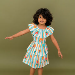 Mini Tropicano - Mulmul Cotton Frill Frock