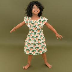 Sunny Safari - Mulmul Cotton Frill Frock
