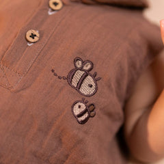 Toffee Brown - Muslin Bee Romper for Babies