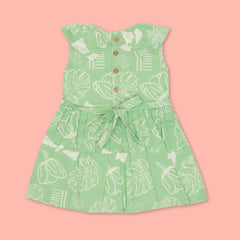 Breezy Leaf - Mulmul Cotton Frill Frock