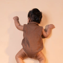 Toffee Brown - Muslin Bee Romper for Babies