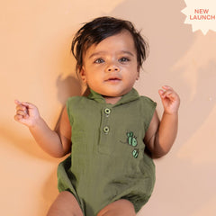 Toffee Brown - Muslin Bee Romper for Babies