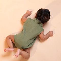 Turf Green - Muslin Bee Romper for Babies