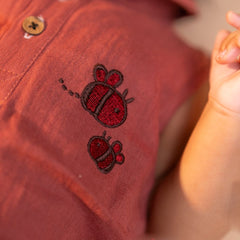 Brick Red - Muslin Bee Romper for Babies