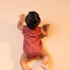Brick Red - Muslin Bee Romper for Babies