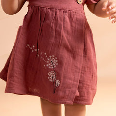 Brick Red - Muslin Dandelions Frill Frock