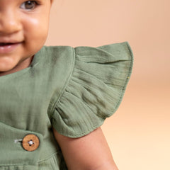 Turf Green - Muslin Dandelions Frill Frock