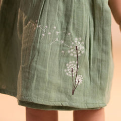 Turf Green - Muslin Dandelions Frill Frock
