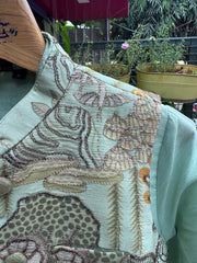 Boys Mint Green Kurta Set with Embroidered Elephant Print Nehru Jacket – Premium Festive Outfit with Cotton Lining (Age 1 to 7 Years)