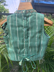 Emerald Green Silk Lehenga Choli with Golden Zari Work – Festive & Party Wear Outfit for Girls (Age 1 – 6 Years)