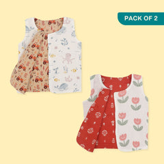 Boo & Back - Reversible Muslin Jabla (Pack of 2)