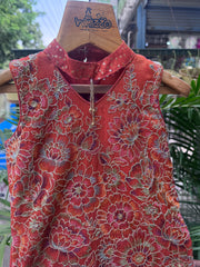 Girls Orange Floral Embroidered Gharara Set – Premium Festive Wear (1–7 Years)