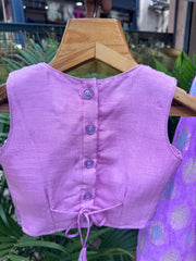 Lavender Zari Embroidered Pleated Lehenga With Designer Crop Top – Festive Ethnic Set for Girls (Age 1–6 Years)