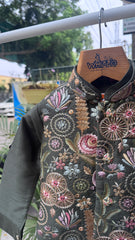 Elegant Forest Green Jacket Kurta Set for Boys (5–7 Years) | Premium Cotton-Lined Festive Wear