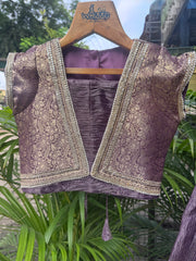 Designer Purple Silk Lehenga Choli Set with Golden Lace Detailing, Stylish Crop Top with Tassel Accents & Flared Skirt – Traditional & Party Wear Outfit for Girls (Age 1 – 6 Years) | WHIZZO Kids