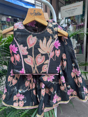 Elegant Black Floral Embroidered Lehenga Choli for Girls | Premium Festive & Wedding Wear | Ages 1–6 Years / 6–12 Years