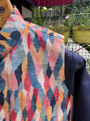 Boys Navy Kurta Set with Multicolor Geometric Printed Nehru Jacket – Festive & Wedding Wear with Cotton Lining (Age 5 to 7 Years)