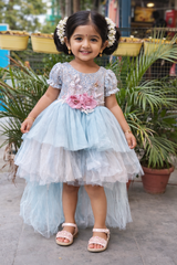 ProductsWhizzo Kids blue dress for Girls – Festive Wear with Soft Cotton Lining (Age 1 to 10 Years)