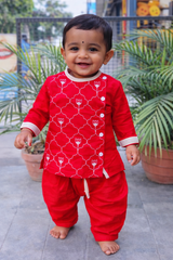 Whizzo Kids red dress for boy – Festive Wear with Soft Cotton Lining (Age 1 to 10 Years)