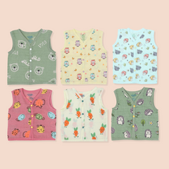 Half Dozen Delight Muslin Jabla (Button) - Pack of 6