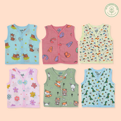 Six Wonders Muslin Jabla (Button) - Pack of 6