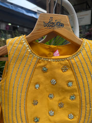 Sunshine Yellow Mirror-Work & Jacquard Lehenga Choli for Girls | Festive & Wedding Wear | Ages 1–6 Years / 6–12 Years