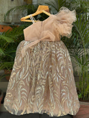 Golden 1st Birthday Dress for Baby Girl | Designer Party Frock – WHIZZO