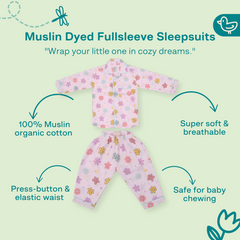 Flower Puff - Muslin Full Sleeve Sleep Suit for babies and kids (Unisex)