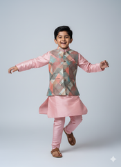 Premium Boys Ethnic Jacket Kurta Set (Cotton-Lined) – Festive & Wedding Collection for Ages 5 to 7 Years | Designer Printed Nehru Jackets with Matching Kurta & Churidar pant
